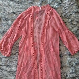 🍁Sheer Embroidered Rust Kimono🍁